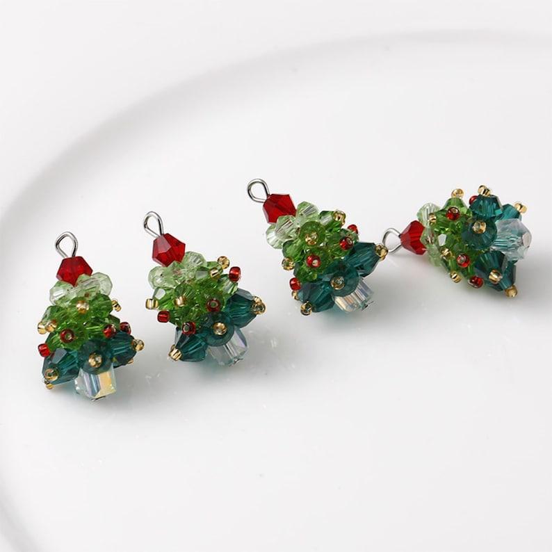 Winter Christmas Tree Charm Beaded Crystal Glass Handmade Woven for Earrings and Necklace Diy Making Jewelry Gifts Wholesale
