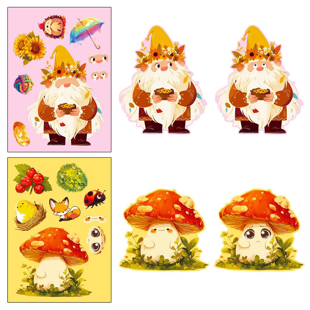 6 Photos/package Thanksgiving Puzzle Stickers for Autumn Harvest Festival Mushroom Squirrel Parent-child Interactive Puzzle Toys Exchange