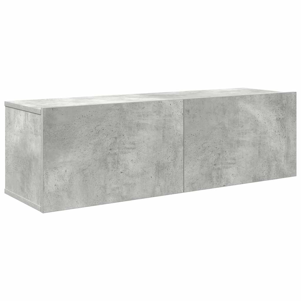 4 piece TV cabinet set concrete grey particleboard