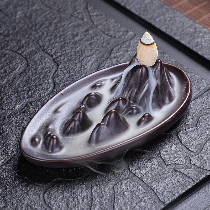 Zen Sandalwood Backflow Incense Burner for Indoor Use - Creative Ornament with Scented Oil Burner for Tea Ceremonies.