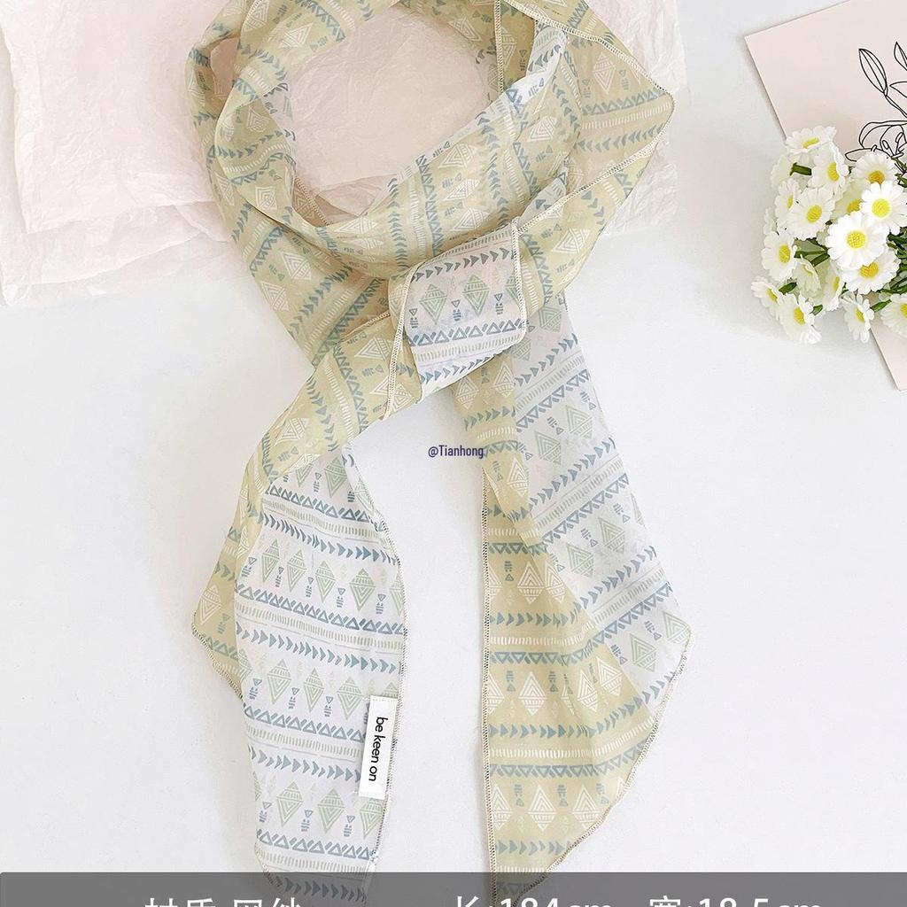 Nischenstilvoller Seiden-Farbblock-Schal - Vielseitiges dünnes Band für Hals oder Taille