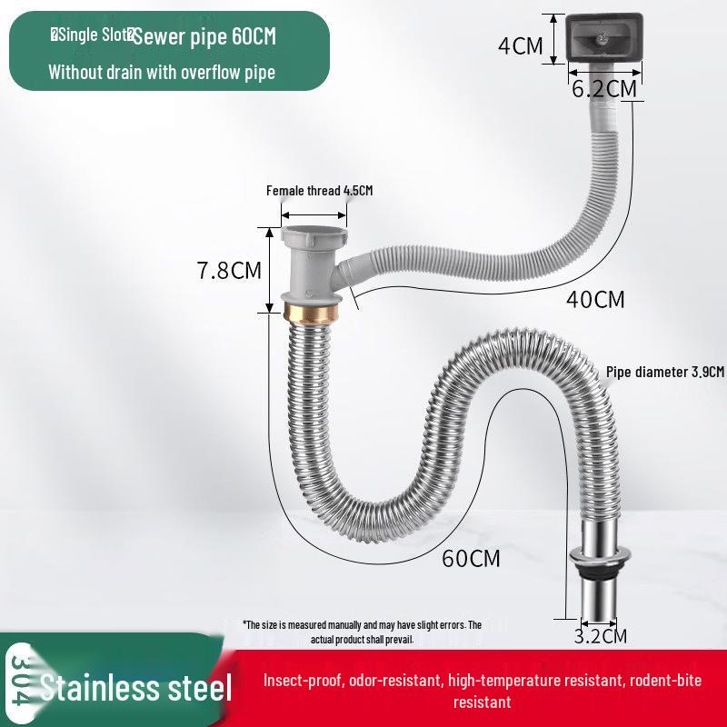 TaiYouQian 60CM Single Bowl Kitchen Sink with Overflow