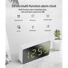 Mini Desk Alarm Clock Digital Mirror LED Temperature USB Bedside Table Travel Clocks for Bedroom Li