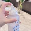 400Ml Kawaii Plastic Strawberry Bear Glass Water Bottle For Kids Adult Milk Juice Straw Cup Frosted Leakproof Drinking Bottles