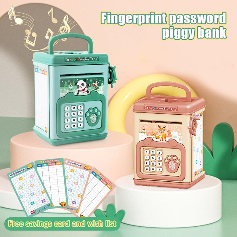 Money Box With Fingerprint Piggy Bank Atm Savings Box For Coins Cash Safe Large Coin Bank Password Lock For Children