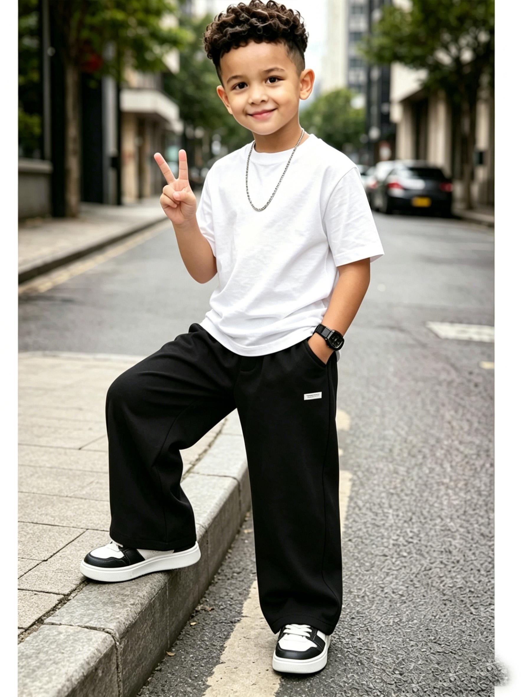 Big Boys  Corduroy Casual Minimalist Straight-Leg Trousers XS чёрный