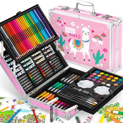 Künstlerset, Buntstiftset, Lama-Etui, 145 Teile – Pink RAGI
