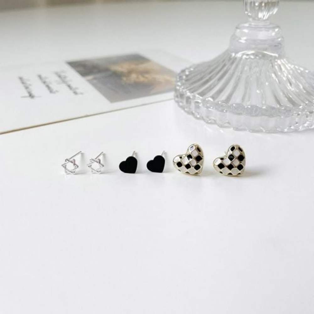 

Mini Check Earrings 3Pcs Checkerboard Fashion Daily