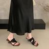 Wedge heel red French cool slippers fairy shoes wear 2025 new summer temperament with skirt sandals