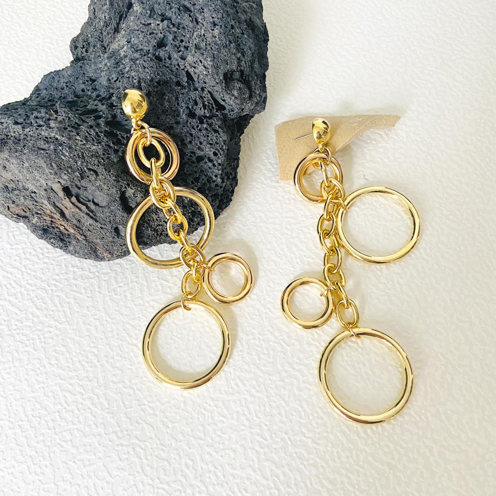 Summer 2023 Elegant Vintage Alloy Long Circle Earrings For Women Fashionable Geometric Design