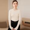 Women's Slim Fit Cashmere Striped Knit Pullover - Round Neck, Long Sleeve, Autumn/Winter Base Layer Sweater