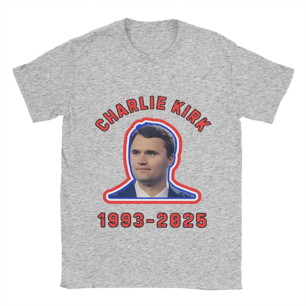 Men's Charlie Kirk T Shirt  100% Cotton Tops Funny Short Sleeve O Neck Tees Printed T-Shirt
