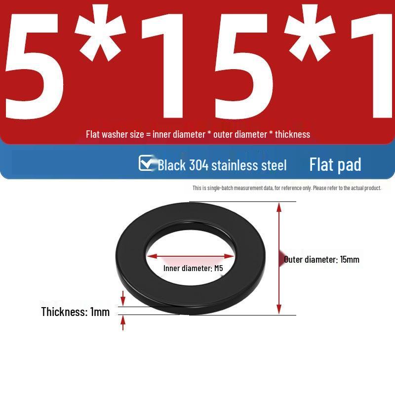 Ultra-Thin Black Zinc-Plated Stainless Steel Flat Washer (M2-M20)