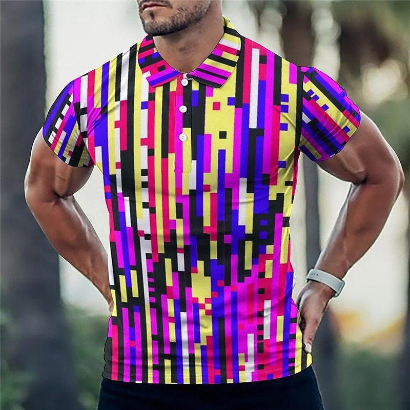 Men Polo Shirt Short Sleeve 3d Print Tops Fashion Polyester Breathable Comfortable Polos Shirts