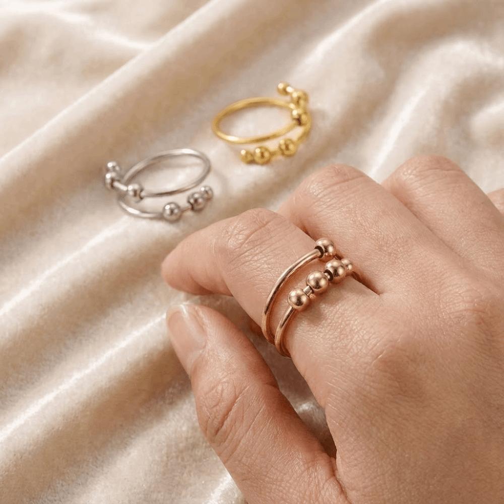 Rotating Freely Spinner Ring Open Design Adjustable Finger Ring Anti Stress Jewelry School