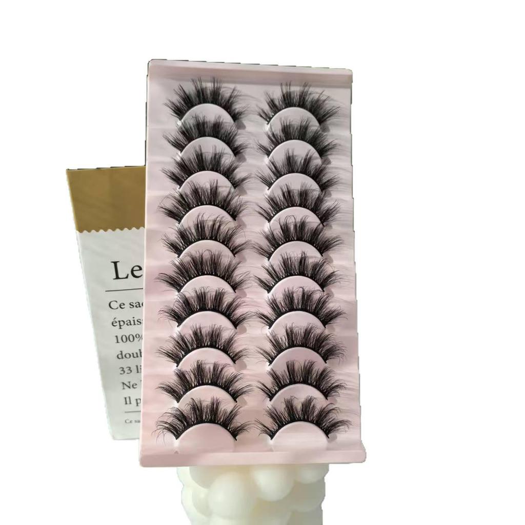 Hot-Selling Faux Mink Cross-Style Eyelashes: 10 Pairs of Messy Curled Explosion Style False Eyelashes