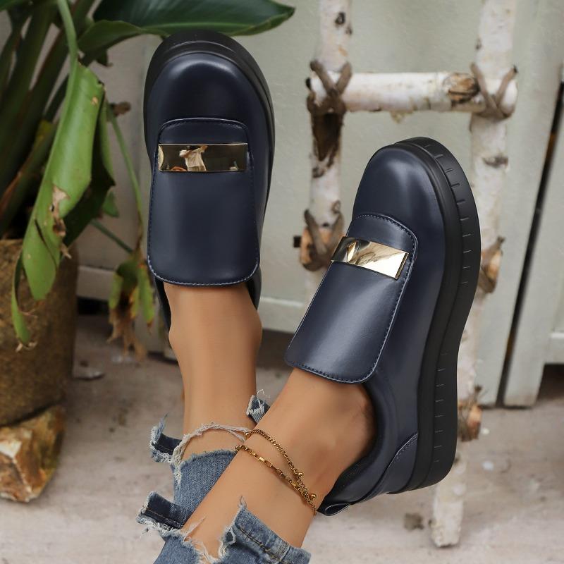 Large Size One-pedal Casual Single Shoes Women's Autumn and Winter New Velcro Fashion Lightweight Platform Single Shoes Women