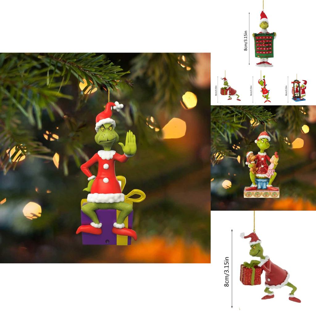 Fun Grinch Hanging Decoration Acrylic Christmas Tree Ornament For Car Interior Styling