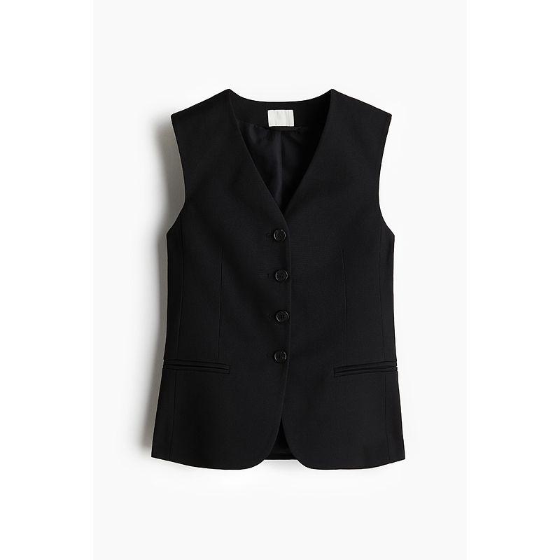 

HM Летняя женская одежда Вязаный приталенный жилет-костюм с V-образным вырезом 1264528 Black 155/76