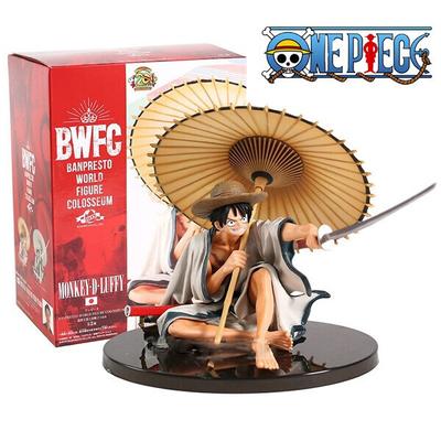 Anime One Piece Paraply Sittande Luffy Top Slåss Vit Kimono Boxed Karaktär Dekoration Rumsdekoration