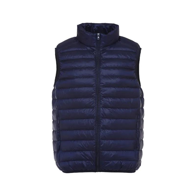 Men's Solid Color Lightweight Down Vest, Simple and Casual Sleeveless Jacket for Indoor and Outdoor Wear