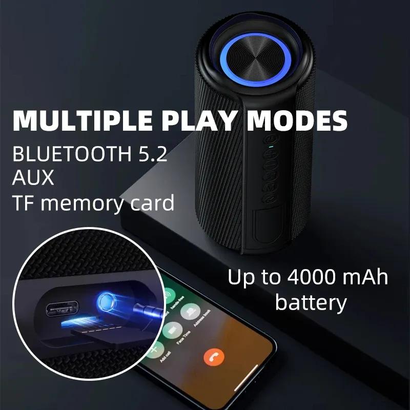 Portable Speaker,Wireless Bluetooth Speaker,IPX7 Waterproof, 40W Loud Stereo Sound,13H+ Playtime with Lights, for Home Outdoor