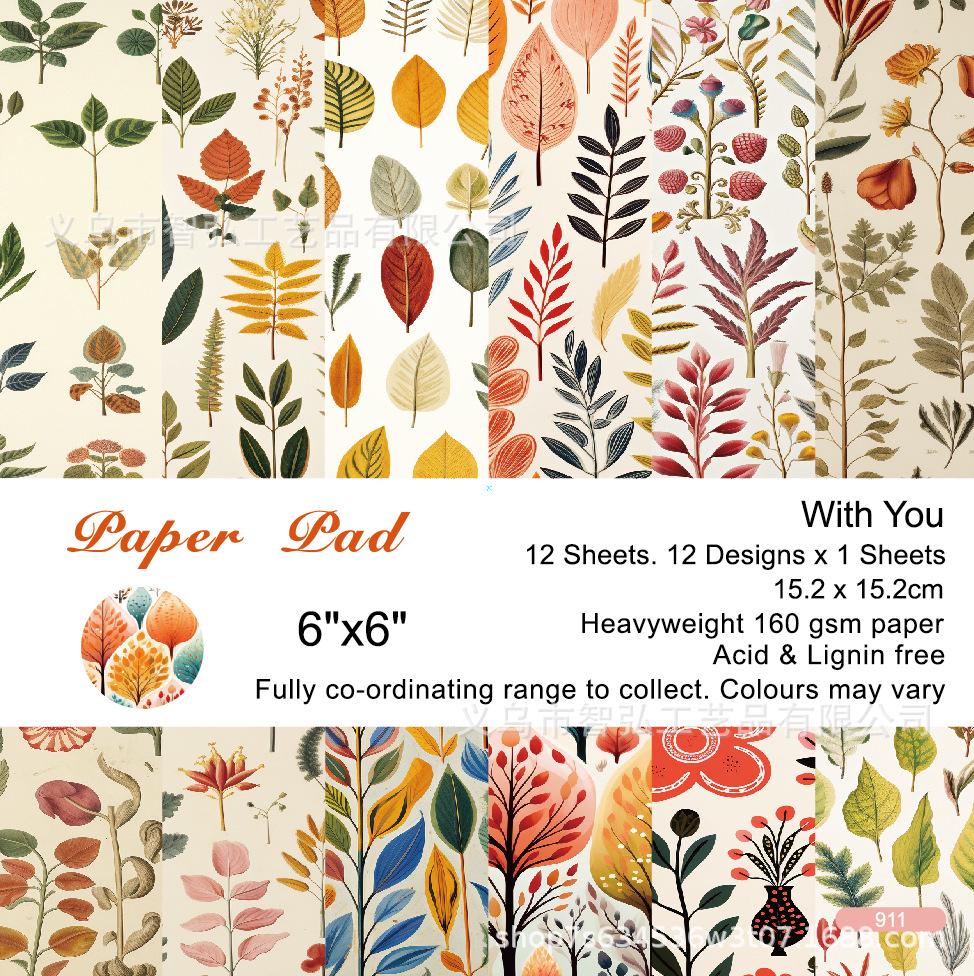 6-inch DIY Photo Album Background Paper - Single-sided, 12 Unique Designs (1 Sheet/Set)