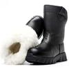 Genuine Leather Men'S Boots Warm Plush Wool Snow Boots Waterproof Mid Calf Boots Men Outdoor Western Boots Men Cotton Shoes 2024