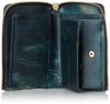 Katharine Hamnett London Wallet, Premium Italian Vegetable Tanned Leather, FLUID, Large Zipper, Medium Size, Box, Blue