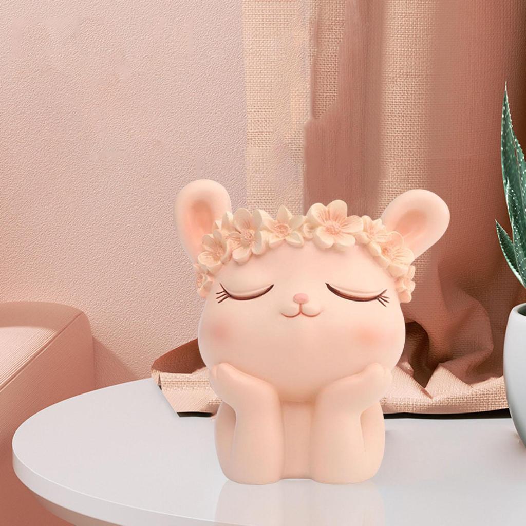 Cute Desktop Vase Figurine Pen Holder with Drainage Hole Flower Pot Bonsai for Home Decoration Office Bedroom Storage Ornament