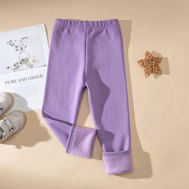 Winter Girls' Long Trousers Thickened Fleece-lined Tight-fitting Elastic and Slim-fitting Candy-colored Keep Your Princess Cozy