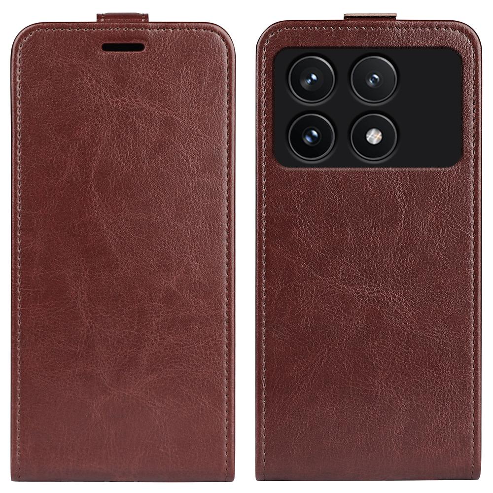 For Xiaomi Poco F6 Pro 5G/Redmi K70 5G/K70 Pro 5G Leather Cover Vertical Flip Crazy Horse Texture Phone Case