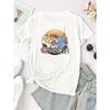 Women's Cartoon Graphic Fashion Round Neck Casual Sporty Short Sleeve T-Shirt Top