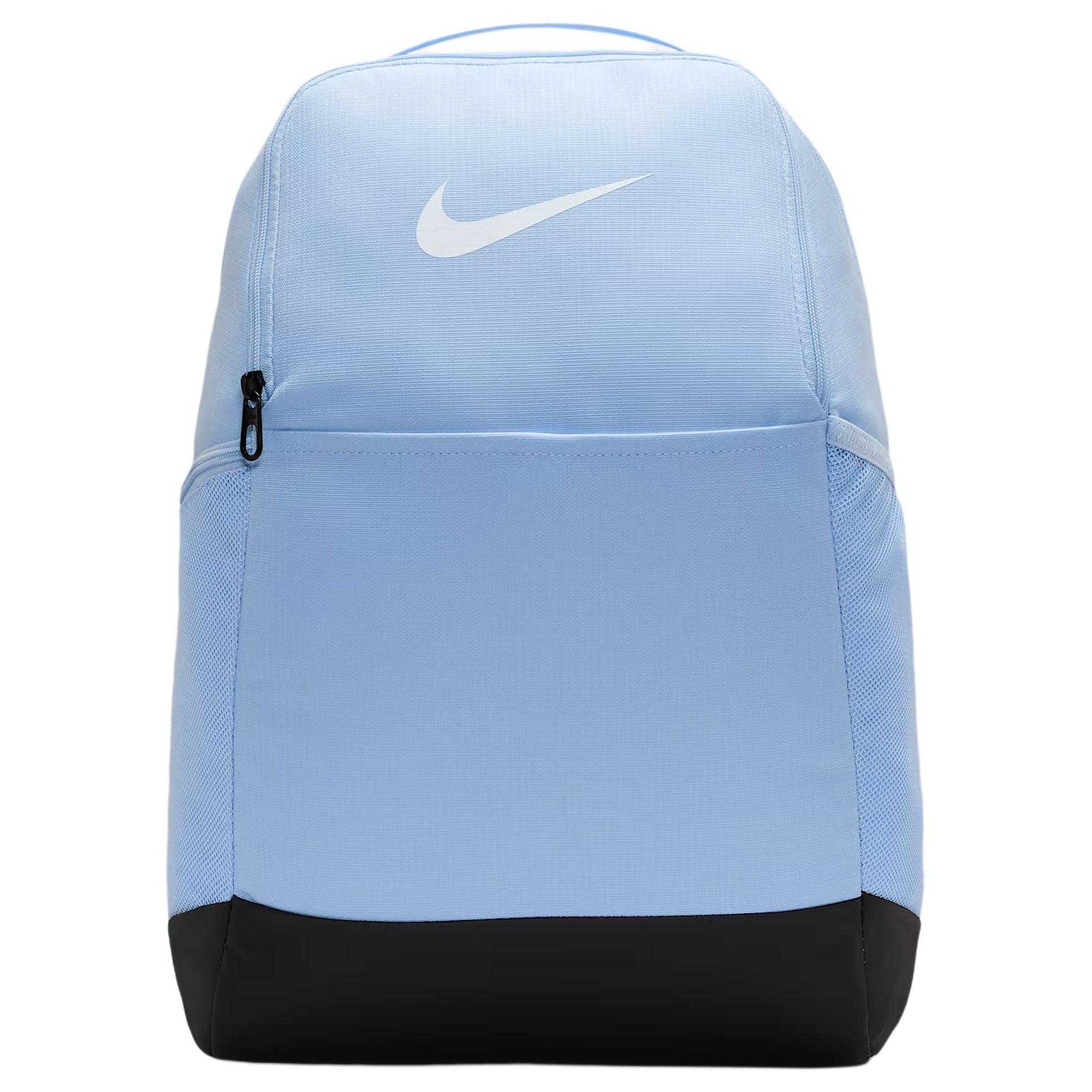 Nike Brasilia 9.5 22L Fashion Logo Print Fabric Backpack Unisex Backpack Stone-Blue Black White DH7709-441 Sky Blue & Black & White