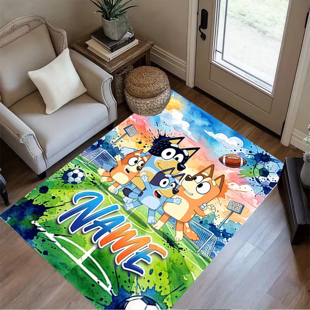 Football Fun Friends Personalized Name Area Rug Design for Kitchen Entryway Outdoor Dining Room Anti-slip Rug Anime Office Decor