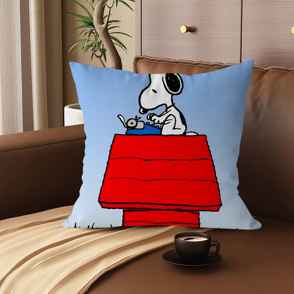 

S-Snoopy Anime Cartoon Cushion Cover Car Throw Pillow Case For Sofa Car Christmas Gift 40x40cm 45x45cm 12x12Inch