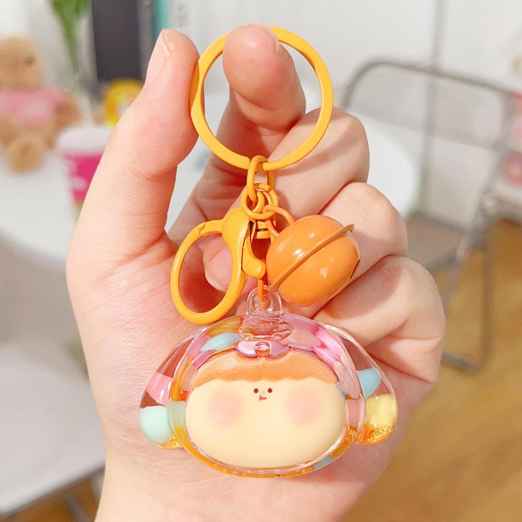 Acrylic Quicksand Lilith Dog Head Keychain - Cute Sparkly Doll Pendant Gift