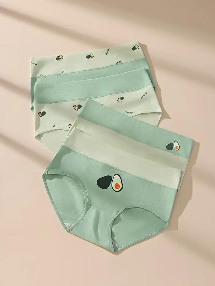 4Pcs Baumwolle Frauen Höschen Atmungsaktive Unterwäsche Mode Druck Damen Slips Schlank Weiche Unterhose High-Rise Sexy Damen Dessous