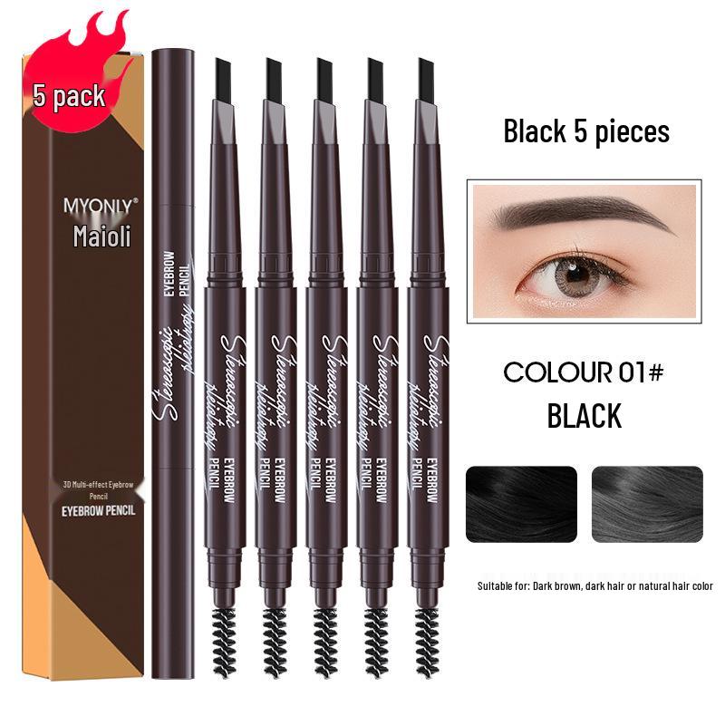 Maiouli 3D Smudge-Proof Multi-Effect Eyebrow Pencil - Beginner-Friendly Double-Ended Triangle Shape.