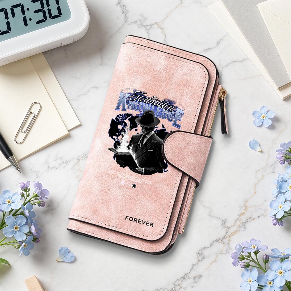 Forbidden Knowledge Print Long Wallet Casual Fashion Multi Card Slot Daily Use Purse
