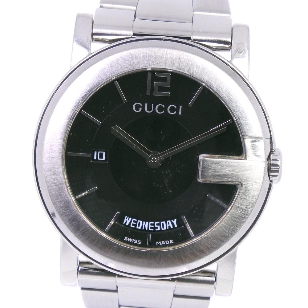 

GUCCI G Chrono Collection Watches 101M Day date blackDial Stainless Steel Quartz Analog display unisex Used
