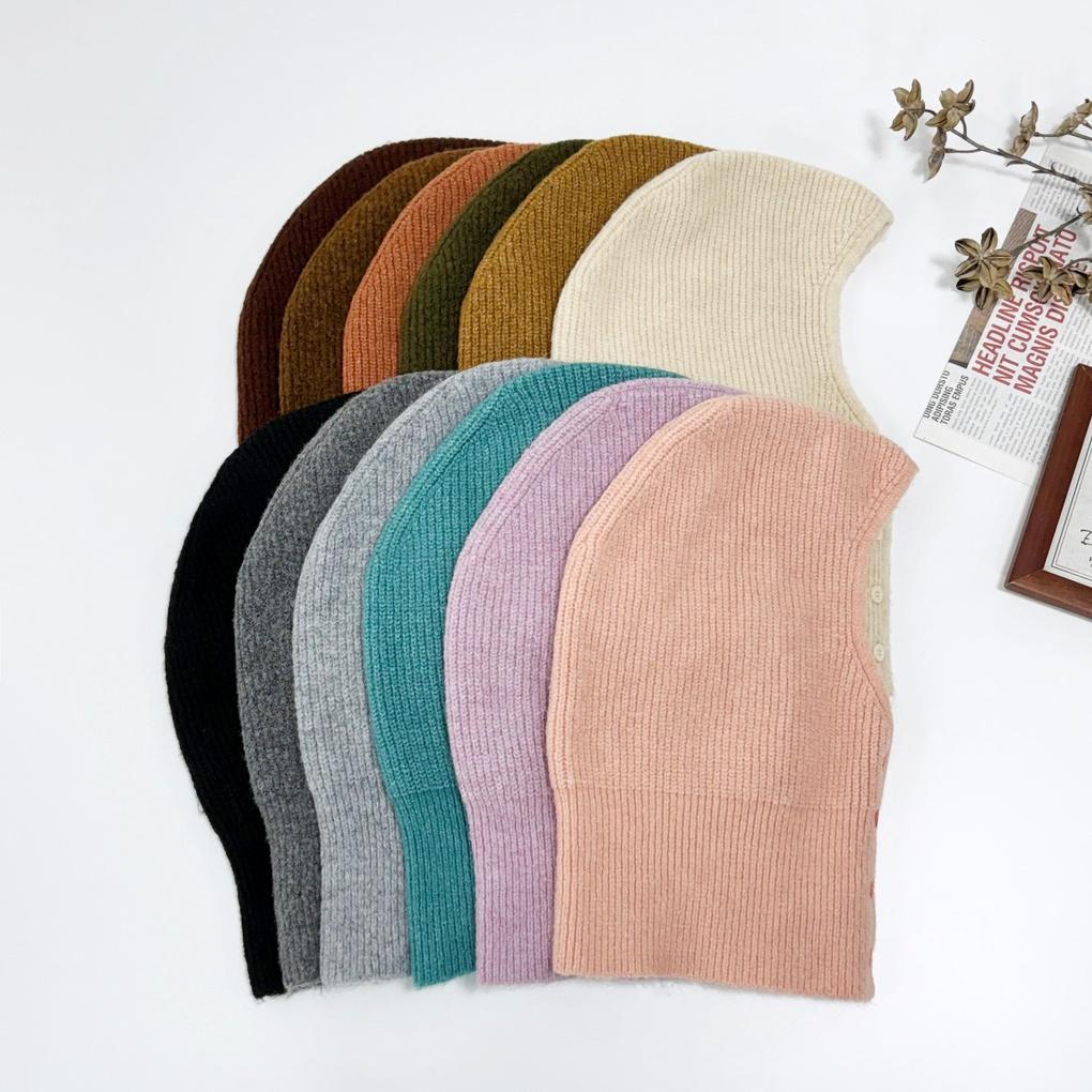 Women's and Men's Couple Daily Button Balaclava Hat