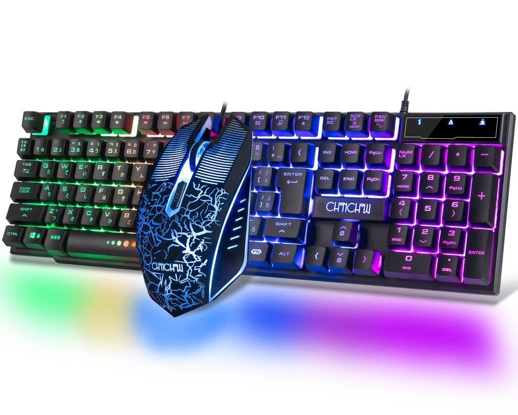 CHONCHOW Gaming Keyboard with Japanese Layout, Illuminated, APEX Switch Compatible with PS4PS5, Amazon Gaming Mouse for FPS, 7-Color Gaming Mouse