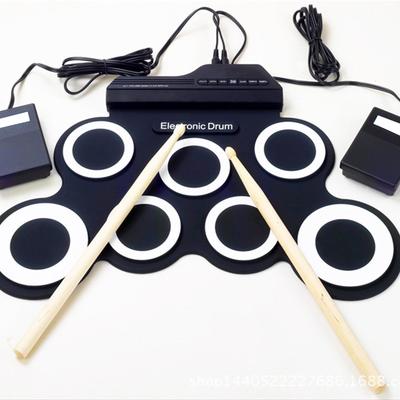 Elektrische Schlagzeugsets für Anfänger, Digitales Elektronisches Faltbares Aufrollbares Schlagzeugset Pad Übung mit Fußpedalen und Sticks
