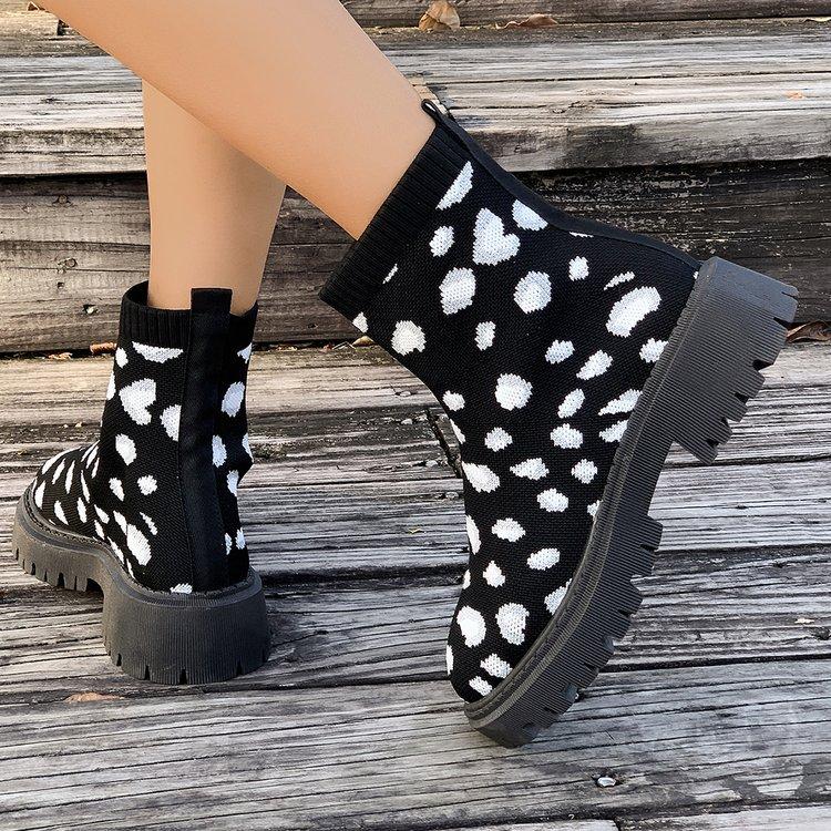 Large Size Fly-woven Casual Snow Boots for Women's Autumn and Winter New Sleeve Lightweight Casual Martin Boots for Women