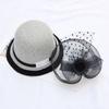 Autumn And Winter Woolen Hat Mesh Flower Women Versatile Basin Hat Bucket Hat British Retro Wedding Fashion Top Hat