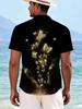 [Print Design – Not Textured] Men'S Dark Night Gilded Butterfly Print Shirt, Aesthetically Restrained Light Luxury Short Sleeve, Suitable As a Gift,
