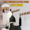 New Coat Hook Key Hook Holder Bedroom Door Hat Clothes Rack 4/5/6 Hooks Wood Wall Hanger Coat Hooks Hanger Kitchen Toilet Hook