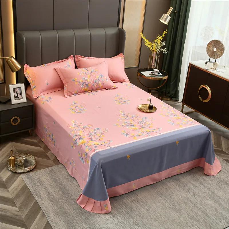 طقم مفروشات سرير أزهار بيضاء بسيطة 100% قطن فاخر فائق النعومة أغطية سرير وأغطية وسائد طقم مفروشات سرير كوين كينج ديكور غرفة نوم