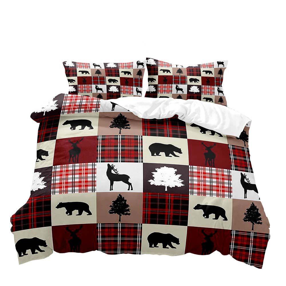Fun Black Santa Three-Piece Quilt Cover Digital Printing Bedding Set Bed Cover